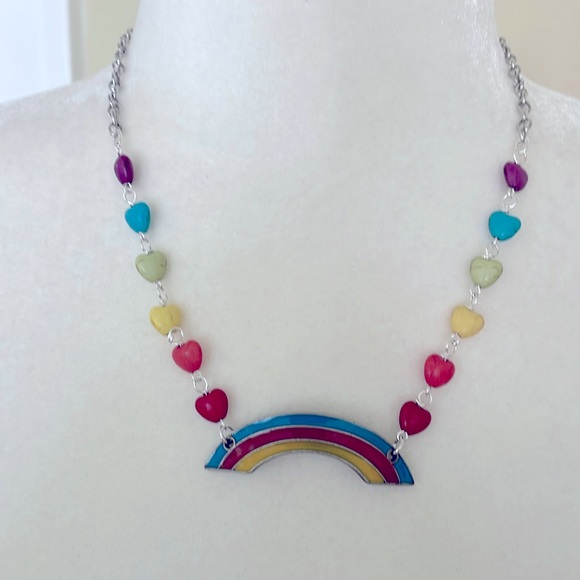Hand Crafted Jewelry - HAND CRAFTED RAINBOW PRIDE CHOKER Hearts Red Orange Yellow Green Blue Purple